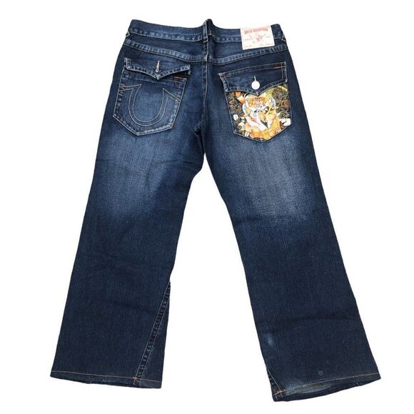 True Religion Embroidered Jeans Size 36 JOEY Blue - Picture 2 of 8